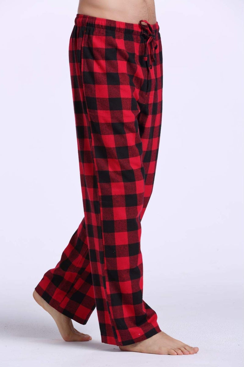CYZ Men's 100% Cotton Super Soft Flannel Plaid Pajama Pants-BlackRedGingham-2XL - Image 3